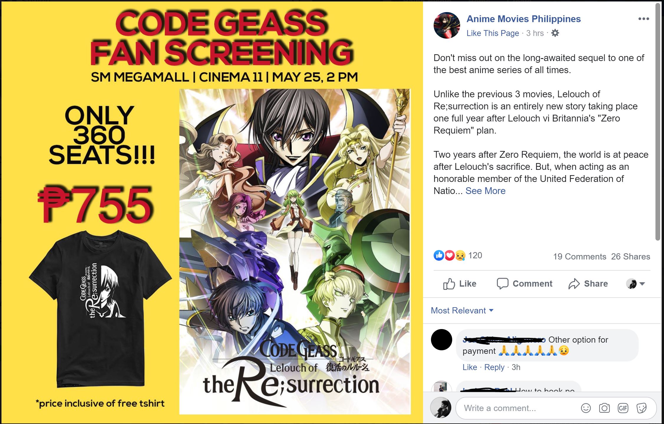 Code Geass Lelouch Of The Re Surrection Gets A Fan Screening This Saturday