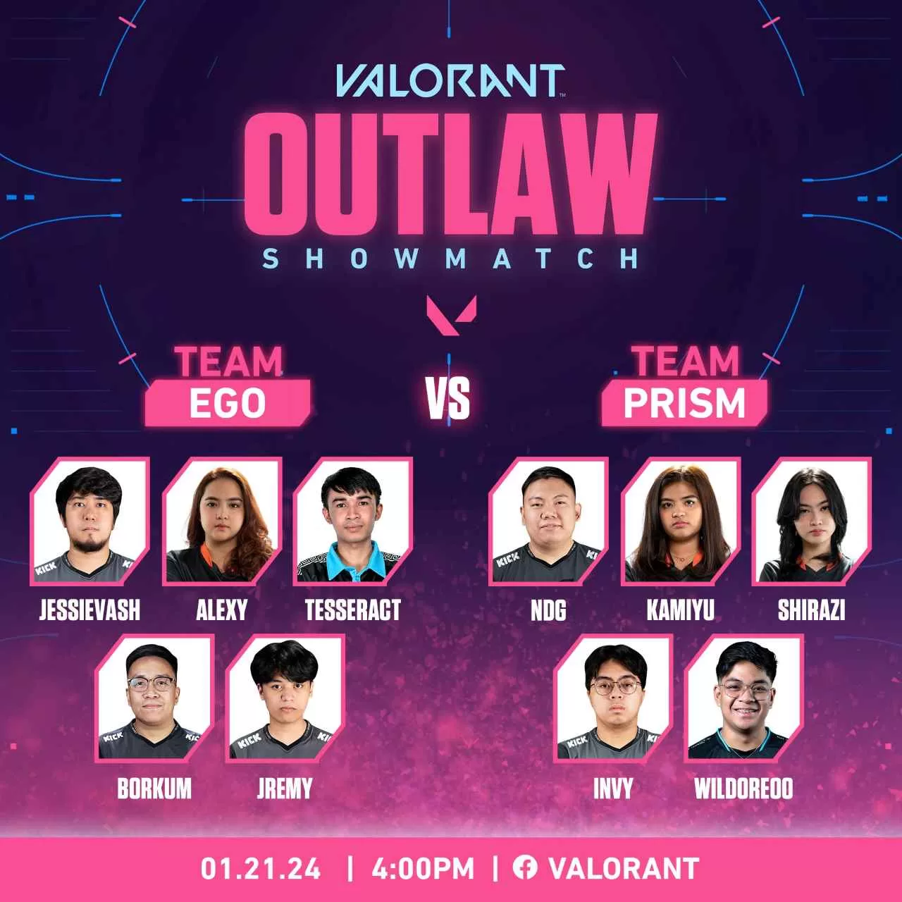 Valorant Outlaw Showmatch team lineups