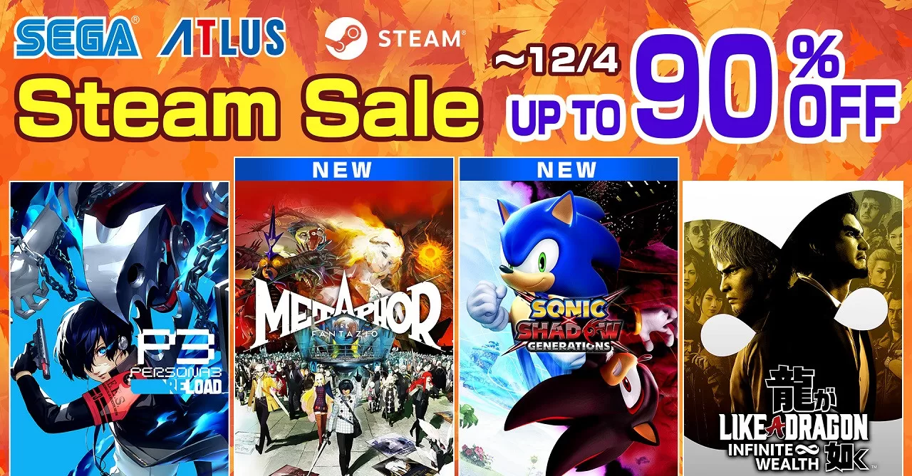 SEGA and Atlus join the Steam Autumn Sale 2024 with a bunch of big deals